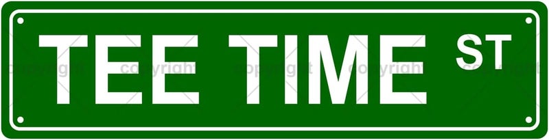 Aeontinity TEE TIME ST Sports Metal Tin Street Sign Bar Cafe Garage Cave Home Room Wall Bathroom Farmhouse Garden Porch Patio Decor, 16 x 4 Inch - Image 1